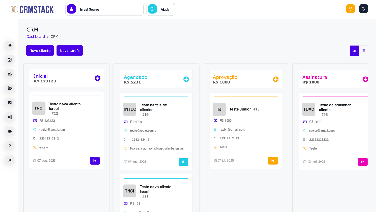 Pipeline de vendas do CRMStack